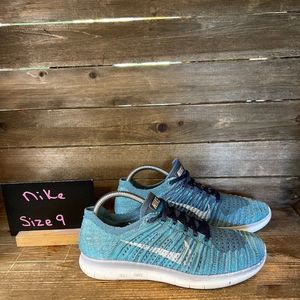 Womens Nike Free RN Run Flyknit‎ Ocean Fog Blue Running Sneakers Shoes Size 9 M